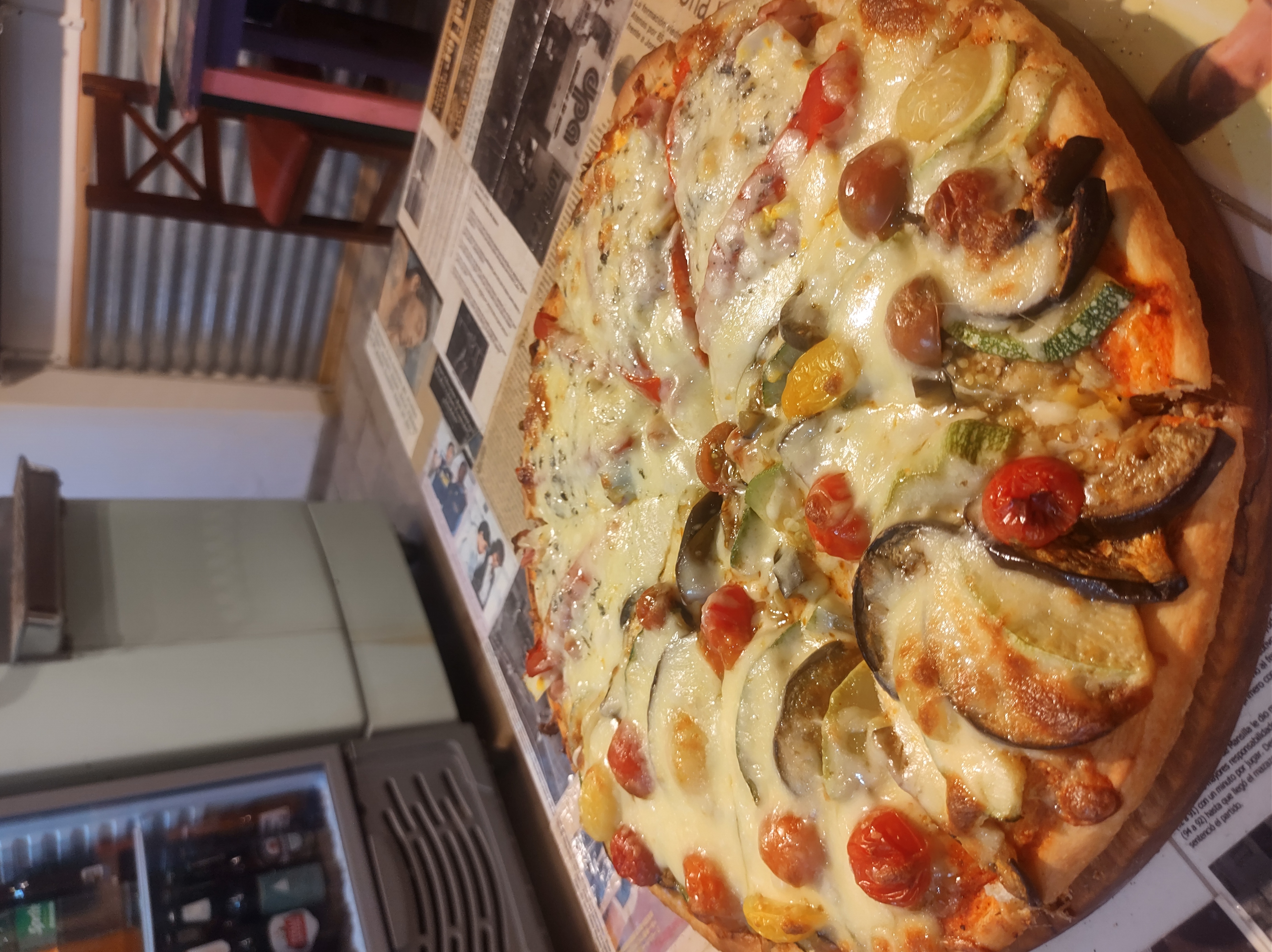 Vegetable pizza with eggplant and zucchini